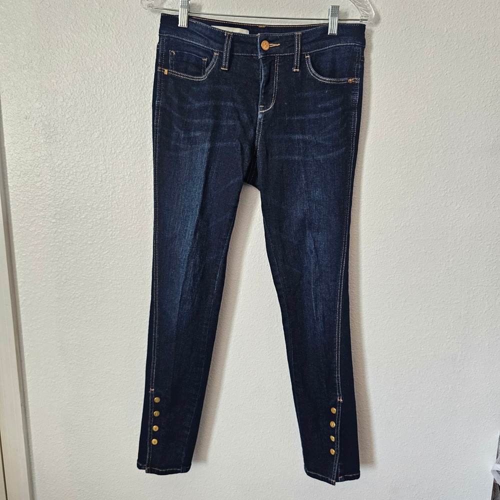 Pilcro and the Letterpress Skinny Jeans Indigo Blue Button Cuff Ankle Size 28